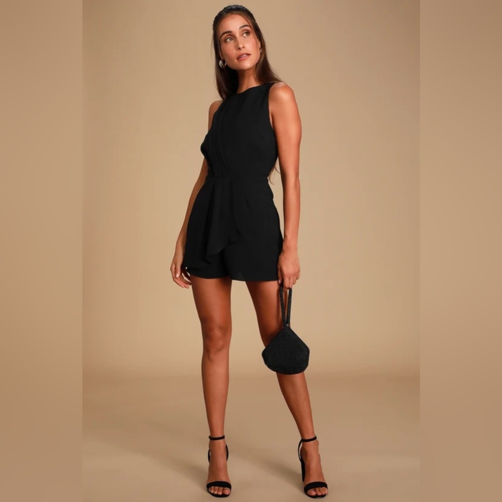 NWT Black Pleated Sleeveless Romper